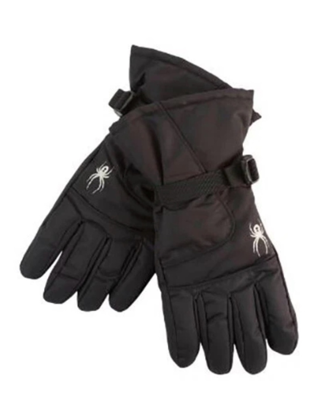 Black Insulated Winter Gloves with Adjustable Wrist Strap